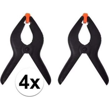 4x kunststof lijmklemmen / marktklemmen - 16 cm - veerklemmen / marktklem