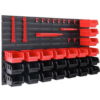 Deuba Gereedschapswand met stapelboxen en gereedschapshouder 43 st. - 2 wandplaten van 54x47,5x1,8 cm