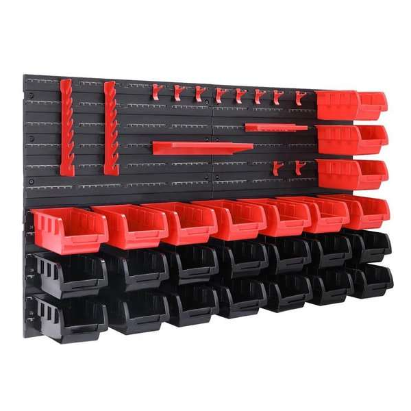 Deuba Gereedschapswand met stapelboxen en gereedschapshouder 43 st. - 2 wandplaten van 54x47,5x1,8 cm