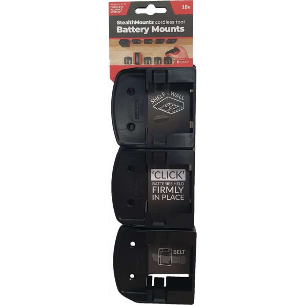 StealthMounts BM-CAS18-BLK-6 Accuhouder voor Metabo / CAS accu's - Zwart - 6-pack StealthMounts BM-CAS18-BLK-6 Accuhouder voor Metabo / CAS accu's - Zwart - 6-pack