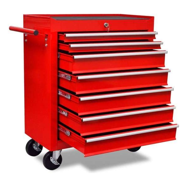 VidaXL Gereedschapswagen 7 lades - Wieltjes - 690x330x772 mm - Rood VidaXL Gereedschapswagen 7 lades - Wieltjes - 690x330x772 mm - Rood