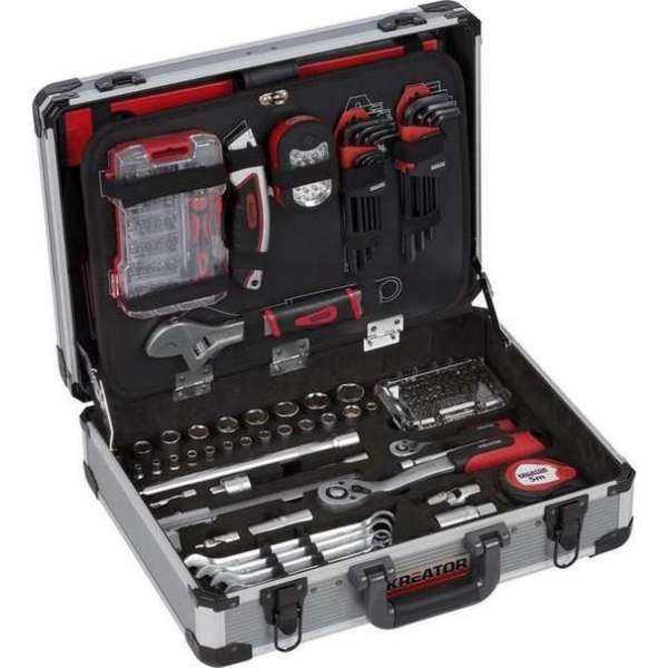 Kreator KRT951013 Gereedschapskoffer - 180-delig - aluminium koffer Kreator KRT951013 Gereedschapskoffer - 180-delig - aluminium koffer