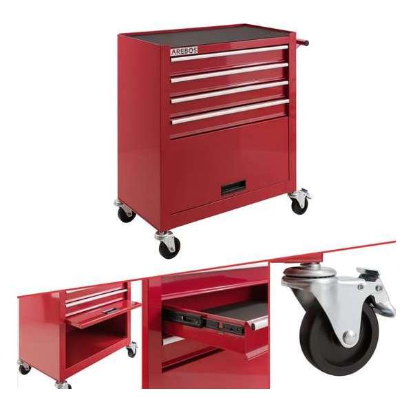 AREBOS Werkplaatswagen Gereedschapswagen Trolley Gereedschapskist 4 Lades AREBOS Werkplaatswagen Gereedschapswagen Trolley Gereedschapskist 4 Lades