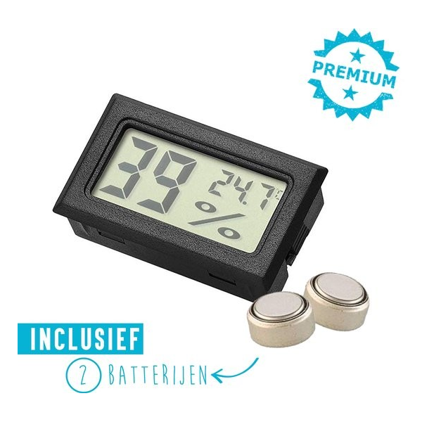 Qitch&Quisine - Hygro - Vochtmeter - Hygrometer - Hygrometer Met Batterijen - Zwart - Inc Qitch&Quisine - Hygro - Vochtmeter - Hygrometer - Hygrometer Met Batterijen - Zwart - Inc