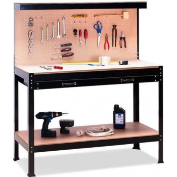 Werkbank / werktafel - Metaal / MDF - Incl. ophangwand & lade