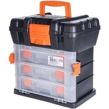 Gereedschapskist/koffer met bakjes 34 x 26 x 35 cm - Gereedschap opbergen - Klusbenodigdheden - Gereedschapskisten