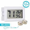Qitch&Quisine - Hygro - Vochtmeter - Hygrometer - Hygrometer Met Batterijen - Wit - Inclu