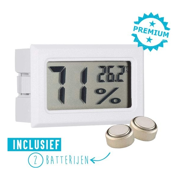 Qitch&Quisine - Hygro - Vochtmeter - Hygrometer - Hygrometer Met Batterijen - Wit - Inclu Qitch&Quisine - Hygro - Vochtmeter - Hygrometer - Hygrometer Met Batterijen - Wit - Inclu