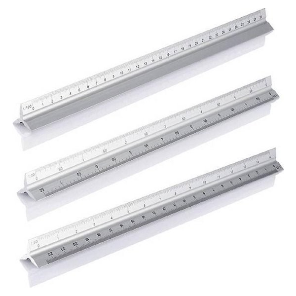 Aluminium Driekantige Schaallat 1:20 / 1:25 / 1:50 / 1:75 / 1:100 / 1:125 Aluminium Driekantige Schaallat 1:20 / 1:25 / 1:50 / 1:75 / 1:100 / 1:125