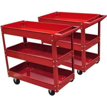 vidaXL - Gereedschapswagen Gereedschap Trolley 3 schappen (2 stuks) 140157