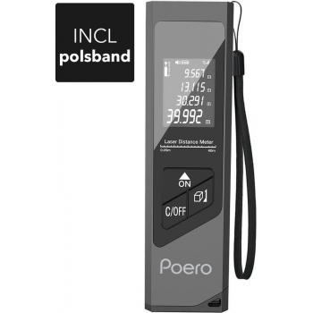 Poero Professionele Laser Afstandsmeter - 40 meter bereik - USB-oplaadbaar - Polsbandje -