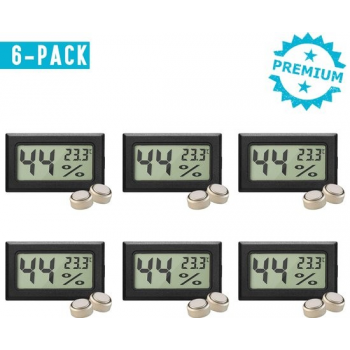 Qitch&Quisine - Hygro - Vochtmeter - Hygrometer - Hygrometer Met Batterijen - Zwart - Inc
