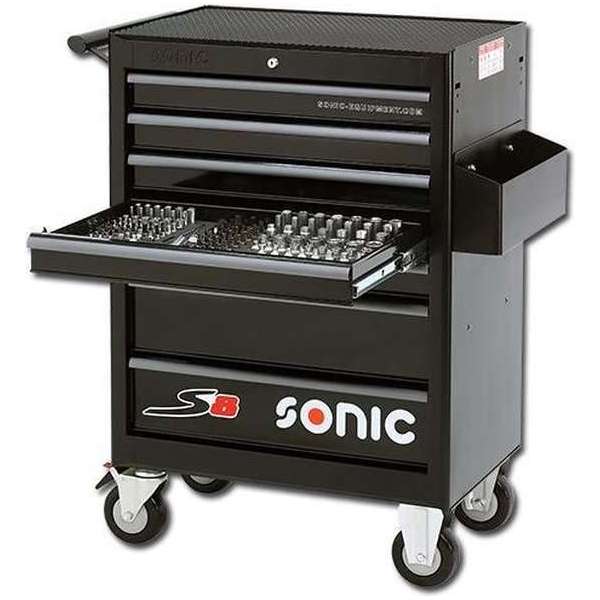 Sonic Gereedschapswagen gevuld 285 delig 7 laden zwart S8 Sonic Gereedschapswagen gevuld 285 delig 7 laden zwart S8