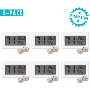 Qitch&Quisine - Hygro - Vochtmeter - Hygrometer - Hygrometer Met Batterijen - Wit - Inclu