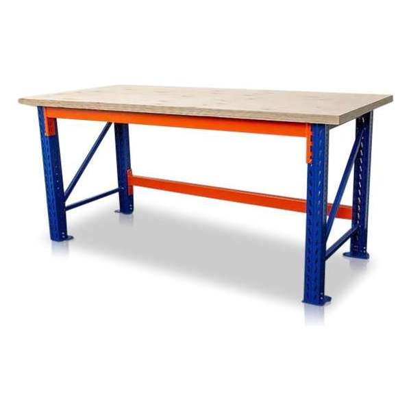 Paktafel - Werkbank Tegometall met extra dik (40mm) multiplex werkblad