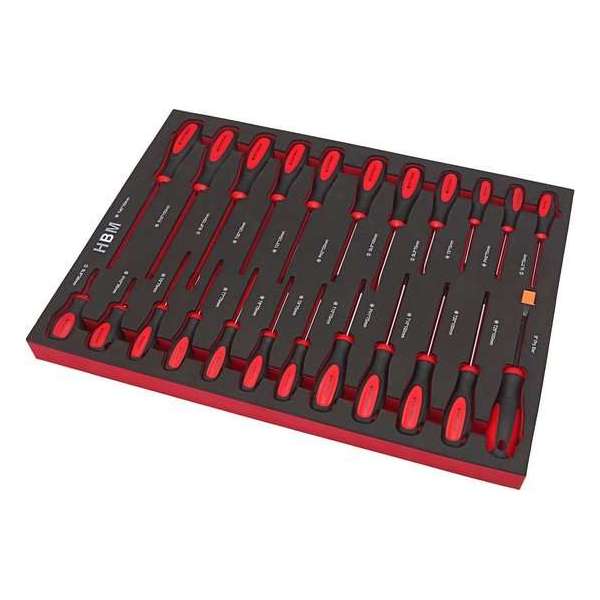 HBM Professionele 23 Delige Schroevendraaierset Foam Inlay voor HBM Gereedschapswagen HBM Professionele 23 Delige Schroevendraaierset Foam Inlay voor HBM Gereedschapswagen