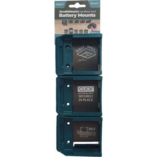 StealthMounts BM-MK40-BLU-6 Accuhouder voor Makita 40V XGT - Blauw - 6-pack StealthMounts BM-MK40-BLU-6 Accuhouder voor Makita 40V XGT - Blauw - 6-pack