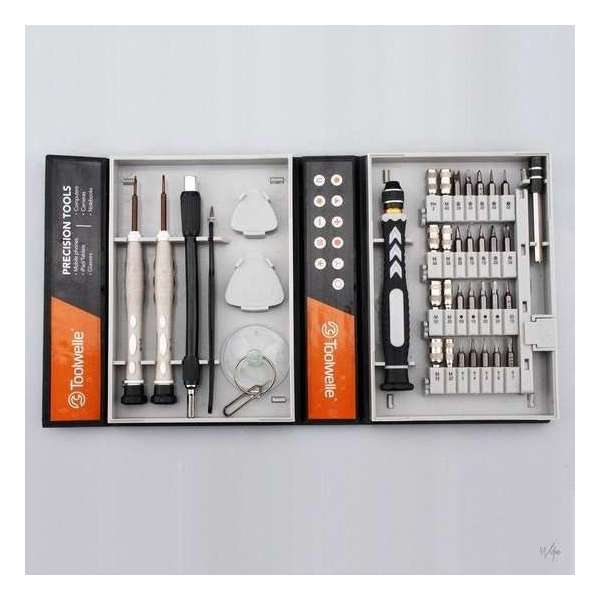 Universele Reparatie Gereedschap set 39 Delig - met alle Precisie Tools voor Elektrische apparaten - Toolwelle Universele Reparatie Gereedschap set 39 Delig - met alle Precisie Tools voor Elektrische apparaten - Toolwelle