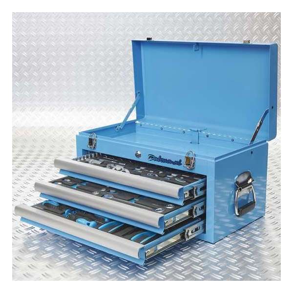 Datona® - Gereedschapskist - Drie Lades - Gevuld - Gemakkelijk Mee Te Nemen - Compacte kist - Blauw Datona® - Gereedschapskist - Drie Lades - Gevuld - Gemakkelijk Mee Te Nemen - Compacte kist - Blauw