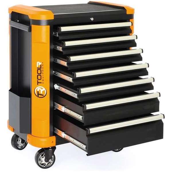 ToolR Equipment Gereedschapswagen M - 7 laden met 5 laden gevuld Oranje ToolR Equipment Gereedschapswagen M - 7 laden met 5 laden gevuld Oranje