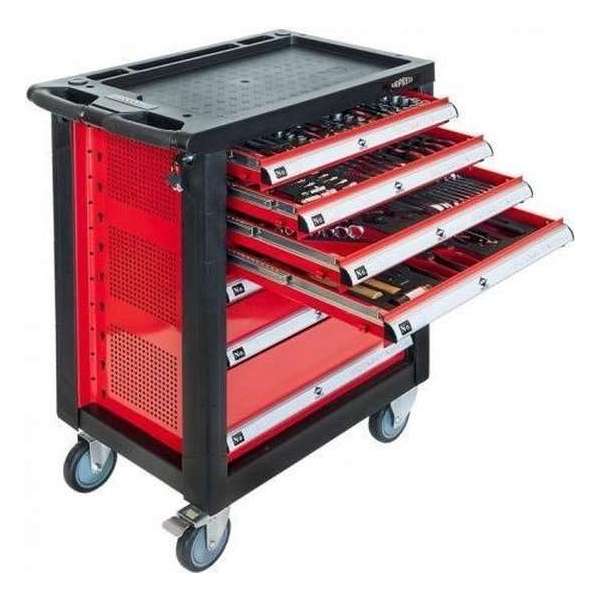 Airpress Gereedschapswagen Gevuld - 217-delig - 7 Lades - Rood, Zwart - 85 kg Airpress Gereedschapswagen Gevuld - 217-delig - 7 Lades - Rood, Zwart - 85 kg