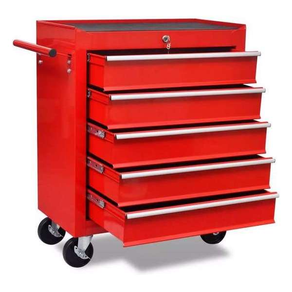 vidaXL Gereedschapswagen 5 lades rood vidaXL Gereedschapswagen 5 lades rood