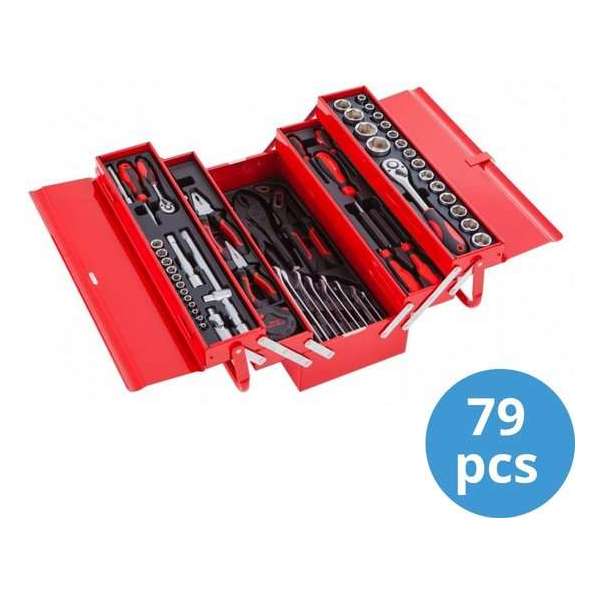 Ragnor Gereedschapskist Gevuld - 79-delig - 13 KG - Rood Ragnor Gereedschapskist Gevuld - 79-delig - 13 KG - Rood