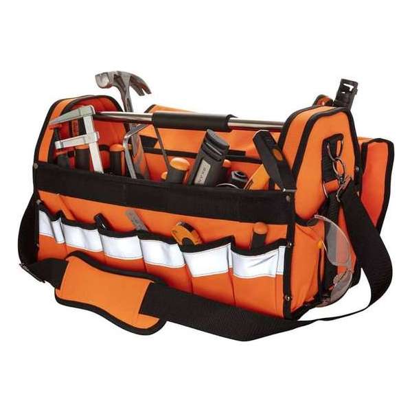 ToolPack 362.060 Timber Hi-Vis Gereedschapstas met metalen draagbeugel - Groot ToolPack 362.060 Timber Hi-Vis Gereedschapstas met metalen draagbeugel - Groot