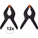 12x Kunststof Lijmklemmen 6,4cm - Marktklemmen - Veerklemmen - Marktklem