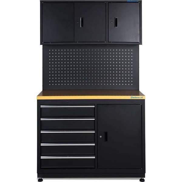 Werkbank garage 120 cm met gereedschapskasten