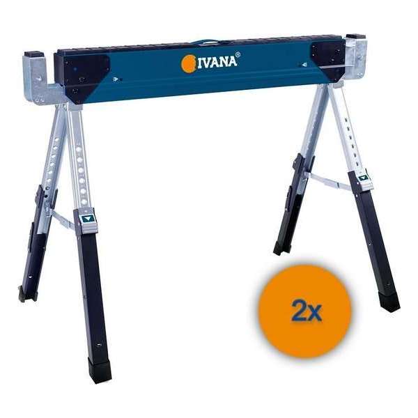 Ivana Schragenset Heavy Duty - 2 stuks - Verstelbaar - Blauw Ivana Schragenset Heavy Duty - 2 stuks - Verstelbaar - Blauw