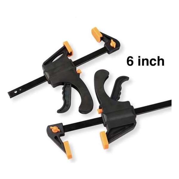 Snelspanklem - 2 stuks - Lijmklem - Zwart/oranje - 6 inch Snelspanklem - 2 stuks - Lijmklem - Zwart/oranje - 6 inch