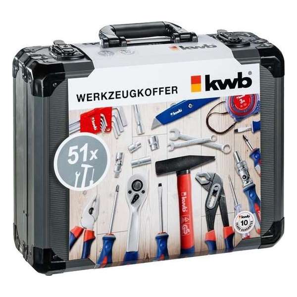 KWB Gereedschapskoffer – 51-delig – Aluminium koffer KWB Gereedschapskoffer – 51-delig – Aluminium koffer
