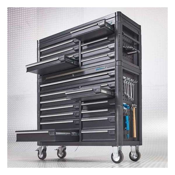 Datona® Gereedschapswagen 13 laden met gereedschapskist 8 laden 125 cm - Mat Zwart Datona® Gereedschapswagen 13 laden met gereedschapskist 8 laden 125 cm - Mat Zwart