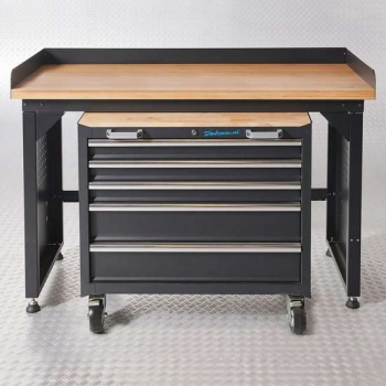 Datona® Werkbank PRO - bamboe werkblad - gereedschapswagen - 150 cm -  Zwart