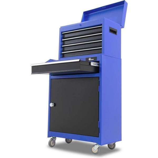 Ragnor Gereedschapswagen `Sif` Leeg - Met Opzetkist - 5 Lades - Blauw Ragnor Gereedschapswagen `Sif` Leeg - Met Opzetkist - 5 Lades - Blauw