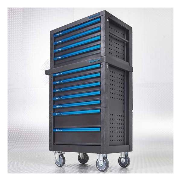 Datona® Gereedschapswagen met 7 lades + gereedschapskist met 4 lades - Zwart Datona® Gereedschapswagen met 7 lades + gereedschapskist met 4 lades - Zwart