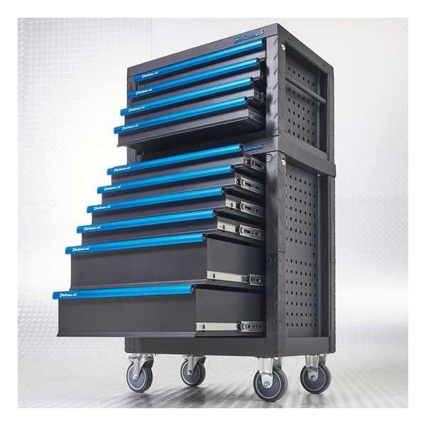 Datona® Gereedschapswagen met 6 lades + gereedschapskist met 4 lades - Zwart Datona® Gereedschapswagen met 6 lades + gereedschapskist met 4 lades - Zwart