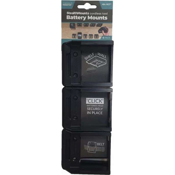 StealthMounts BM-MK40-BLK-6 Accuhouder voor Makita 40V XGT - Zwart - 6-pack StealthMounts BM-MK40-BLK-6 Accuhouder voor Makita 40V XGT - Zwart - 6-pack
