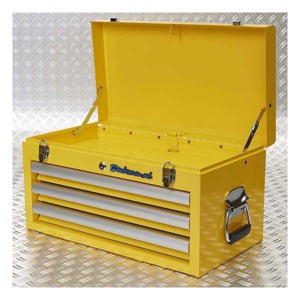 Datona® Gereedschapskist met drie lades - geel Datona® Gereedschapskist met drie lades - geel