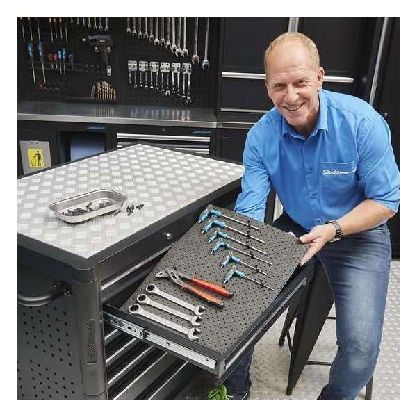 Datona® - Gereedschapsmat voor werkbanken - Gereedschap opbergen - Kunststof - 100 Pinnen Datona® - Gereedschapsmat voor werkbanken - Gereedschap opbergen - Kunststof - 100 Pinnen