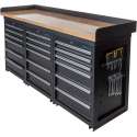 Datona® Werkbank PRO - eiken werkblad - 18 lades - 200 cm -  Zwart