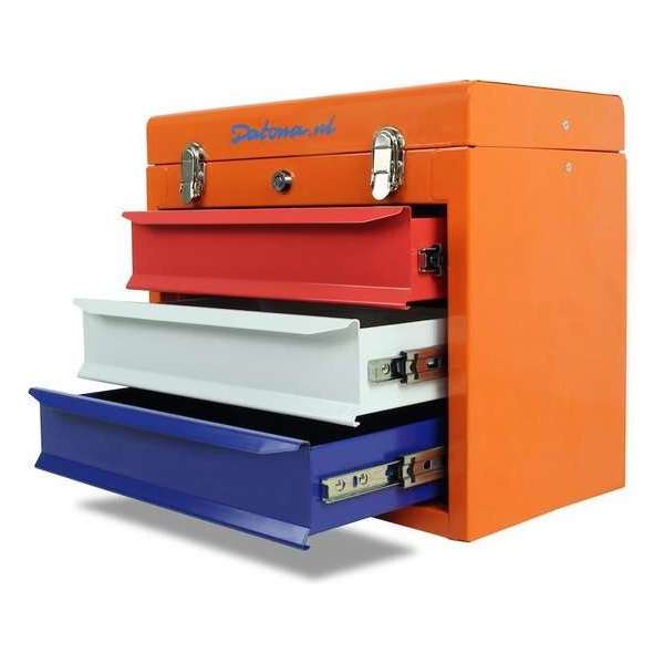 Datona® Gereedschapskist met drie lades - Oranje boven - Oranje Datona® Gereedschapskist met drie lades - Oranje boven - Oranje