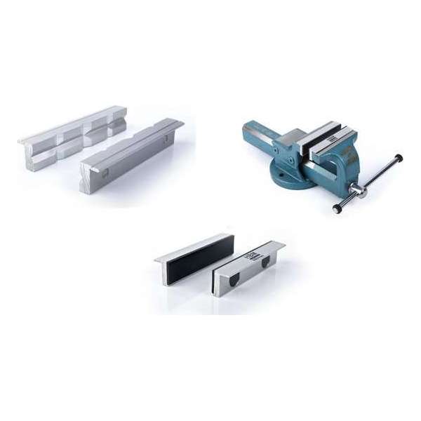 2 Sets 125 mm Opzetbekken Bankschroef met Rubber en Aluminium Dubbele V 2 Sets 125 mm Opzetbekken Bankschroef met Rubber en Aluminium Dubbele V