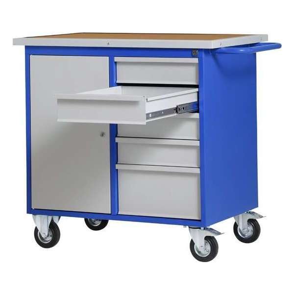Gereedschapswagen leeg - verrijdbaar - metaal - 5 laden & deur - Blauw/grijs - 93x96x60 cm - MWP-102 Gereedschapswagen leeg - verrijdbaar - metaal - 5 laden & deur - Blauw/grijs - 93x96x60 cm - MWP-102
