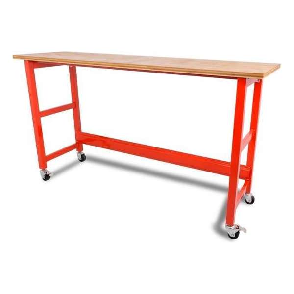 Ragnor werkbank met werkblad - verrijdbaar - rood - 98 cm werkhoogte Ragnor werkbank met werkblad - verrijdbaar - rood - 98 cm werkhoogte
