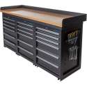 Datona® Werkbank PRO - bamboe werkblad - 18 lades - 200 cm -  Zwart