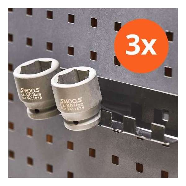 Datona® Doppenhouder voor gereedschapswand - 3 stuks - Zwart Datona® Doppenhouder voor gereedschapswand - 3 stuks - Zwart