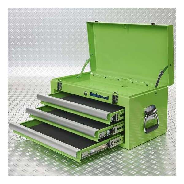 Datona® Gereedschapskist met drie lades - groen Datona® Gereedschapskist met drie lades - groen