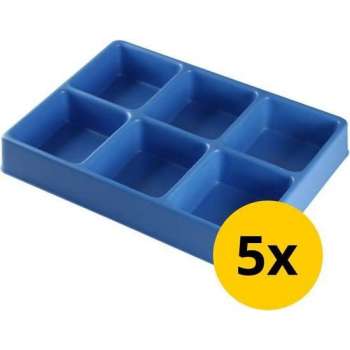 Datona® Vakverdeling met 6 compartimenten - 5 stuks - Blauw